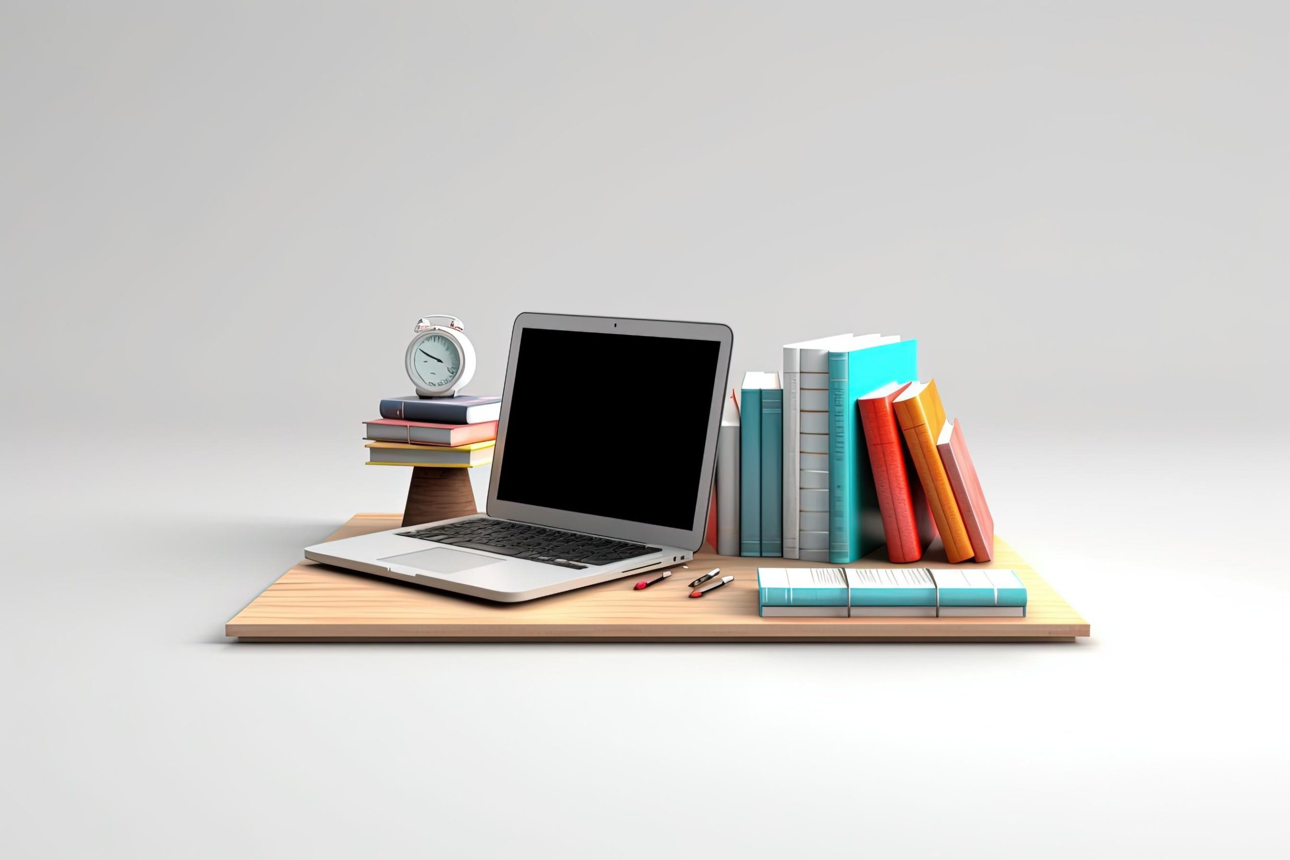 Laptop et livres sur une table dans une salle de classe, illustrant la réforme de l’éducation en Afrique