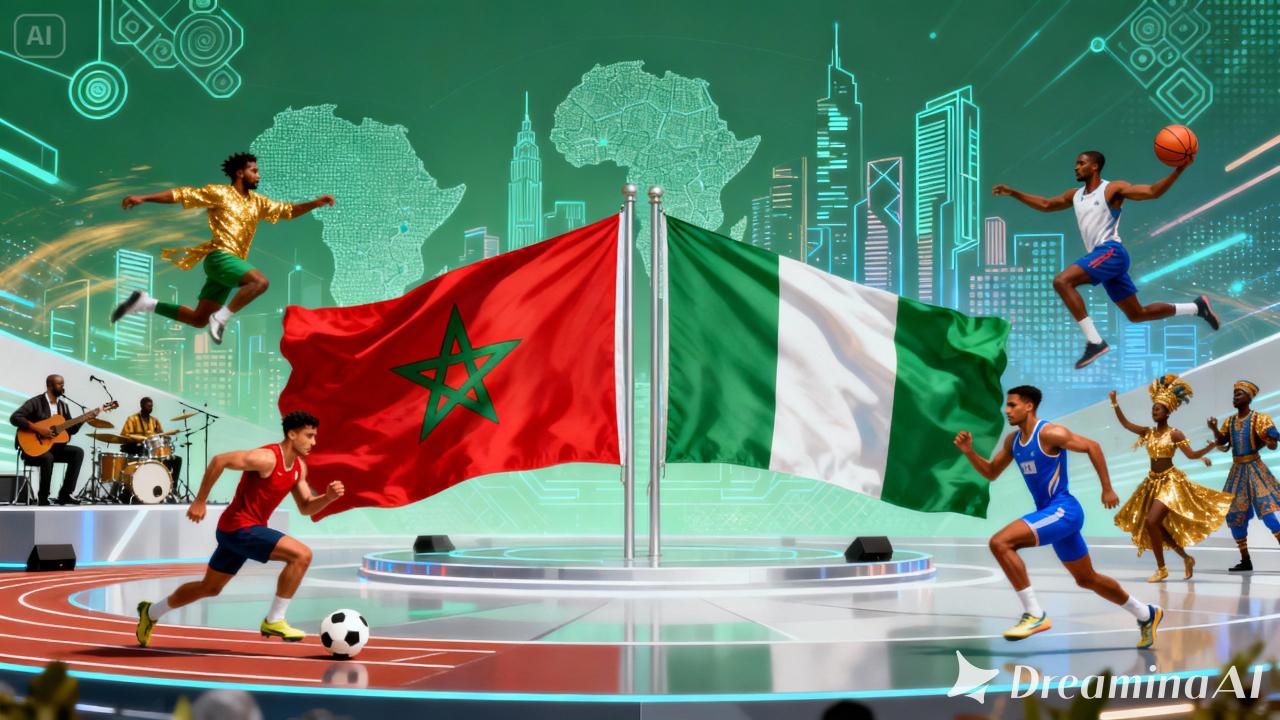 Maroc – Nigeria : alliances sportives et culturelles en 2025 , les deux drapeaux des deux pays